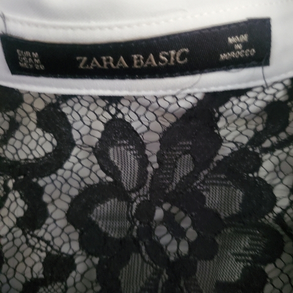 Zara Elegant Black Lace Long Sleeve Button Down Womans Flare Size Medium Dress - Picture 6 of 8